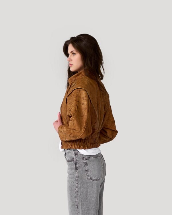 kurtka-skorzana-bomberka-brazowa-guma-w-pasie-vintage