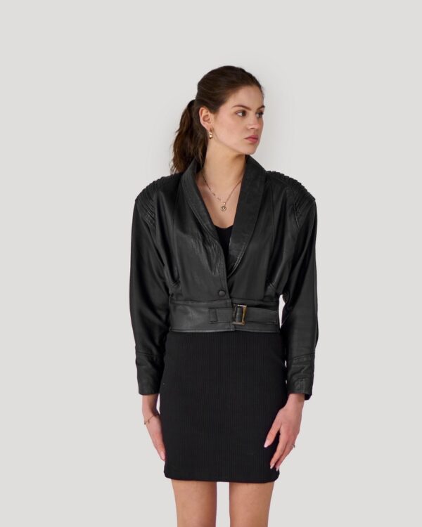 bomberka-skorzana-czarna-bufiaste-rekawy-vintage