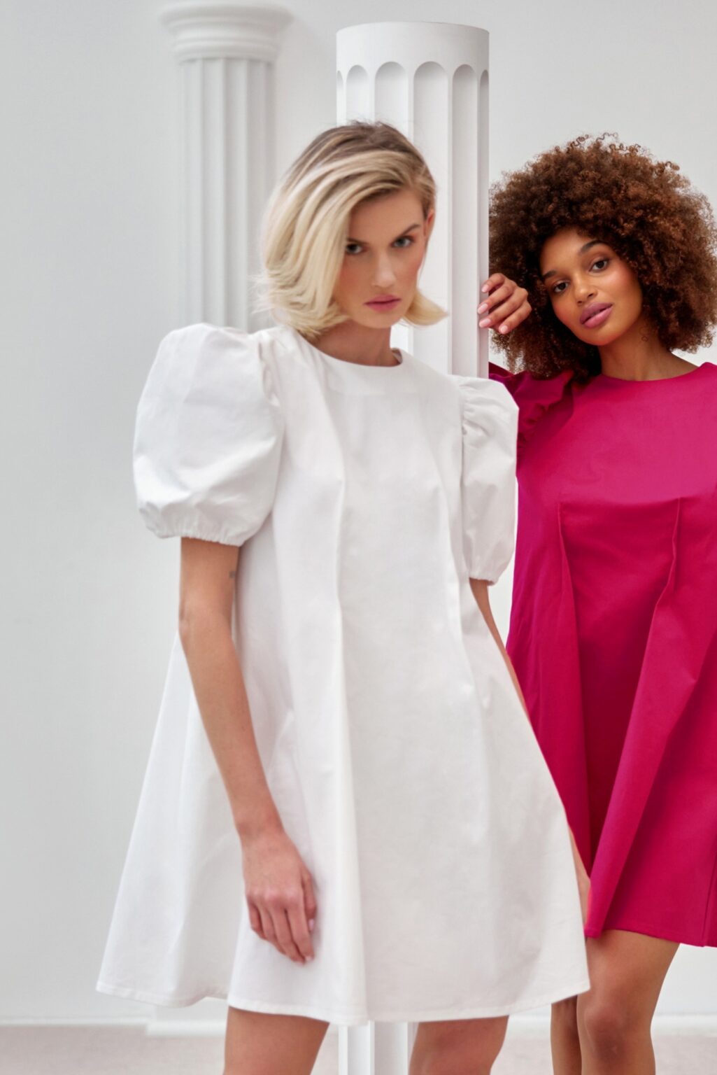 LETNIA SUKIENKA GRACE Z BUFKAMI - BIAŁA