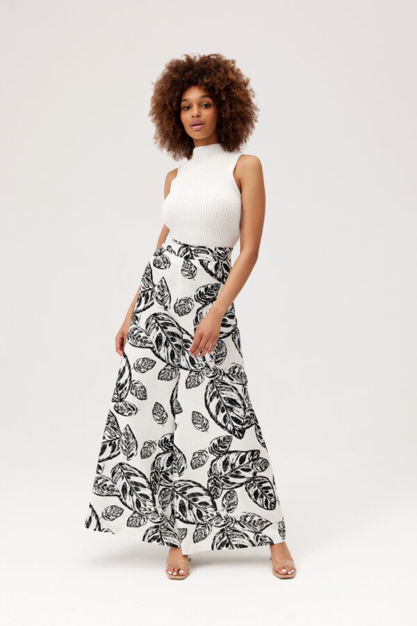 SPODNIE TYPU PALAZZO Z WYSOKIM STANEM ( LEN/ WISKOZA)- WZORY