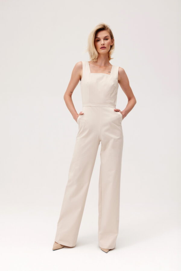 KOMBINEZON CELESTE Z ODKRYTYMI PLECAMI- ECRU