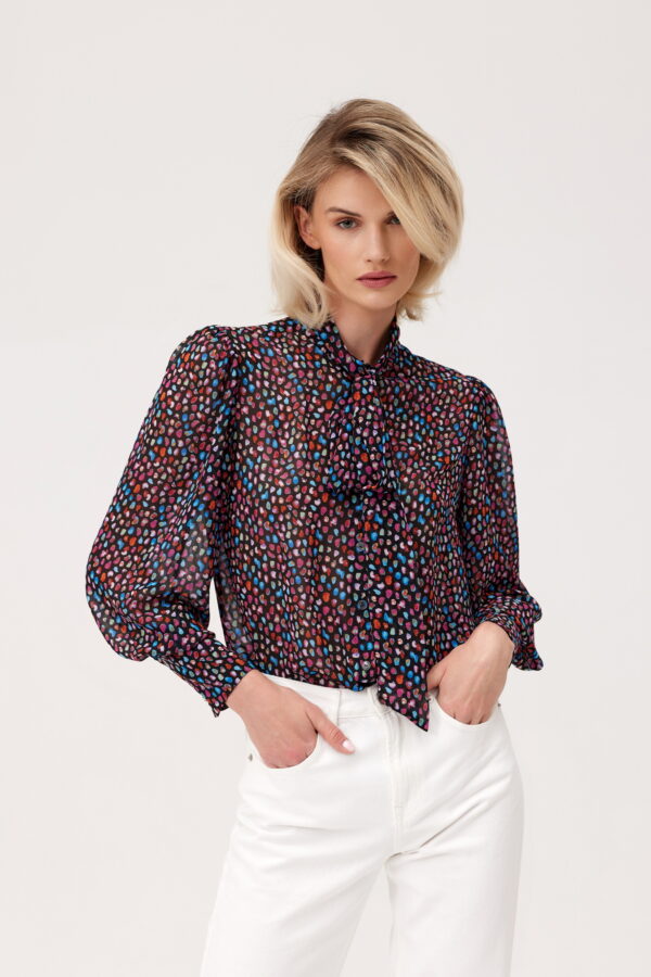 KOSZULA CANDY Z  WIĄZANIEM W CZERWONE KAMYKI