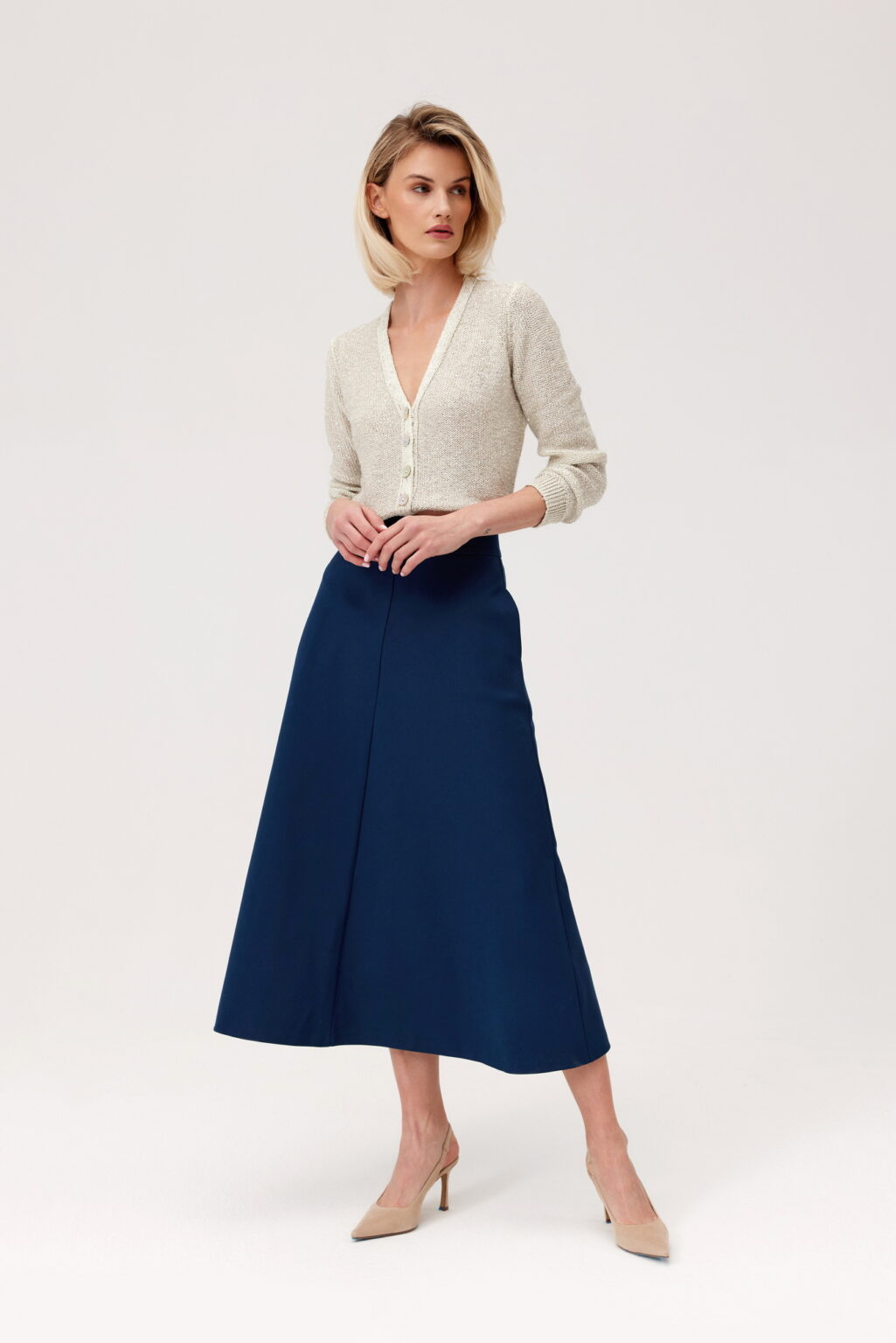 SPÓDNICA LIA Z WYSOKIM STANEM- NAVY BLUE