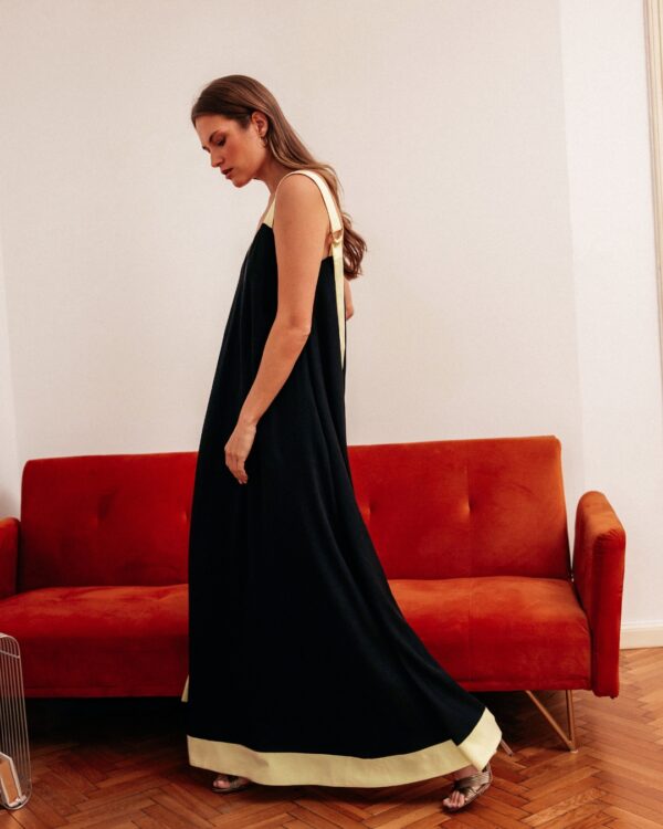 Midnight Lemon – Letnia Sukienka maxi z żółtymi elementami