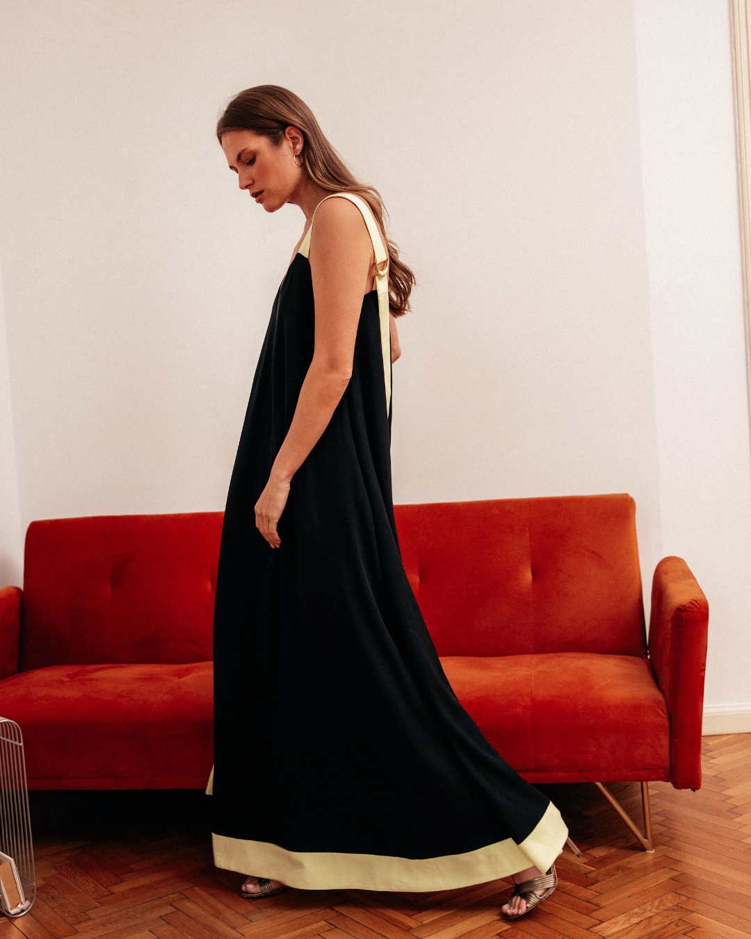 Midnight Lemon – Letnia Sukienka maxi z żółtymi elementami