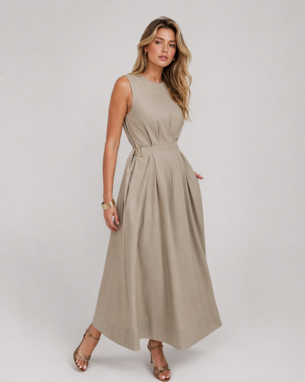 CELINE  lniana sukienka w kolorze taupe