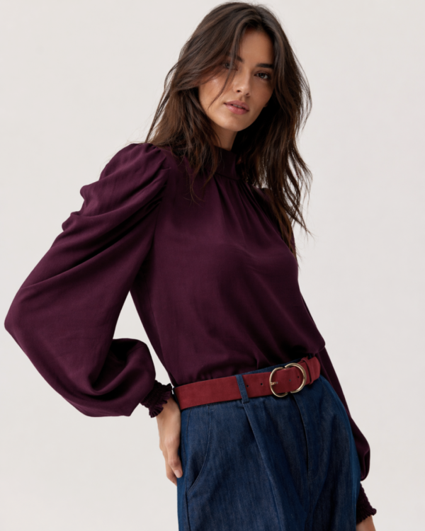 LIVIA  Bluzka Burgundy z wiązaniem